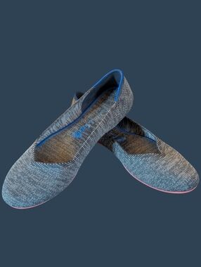 EUC Retired Rothy’s Birdseye Charcoal Flats Size 11 Gray W/ Pink Soles